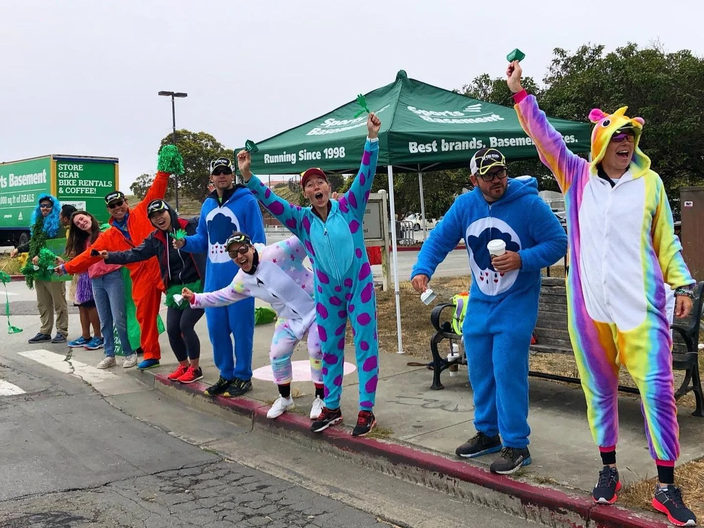 Club members cheering at a race